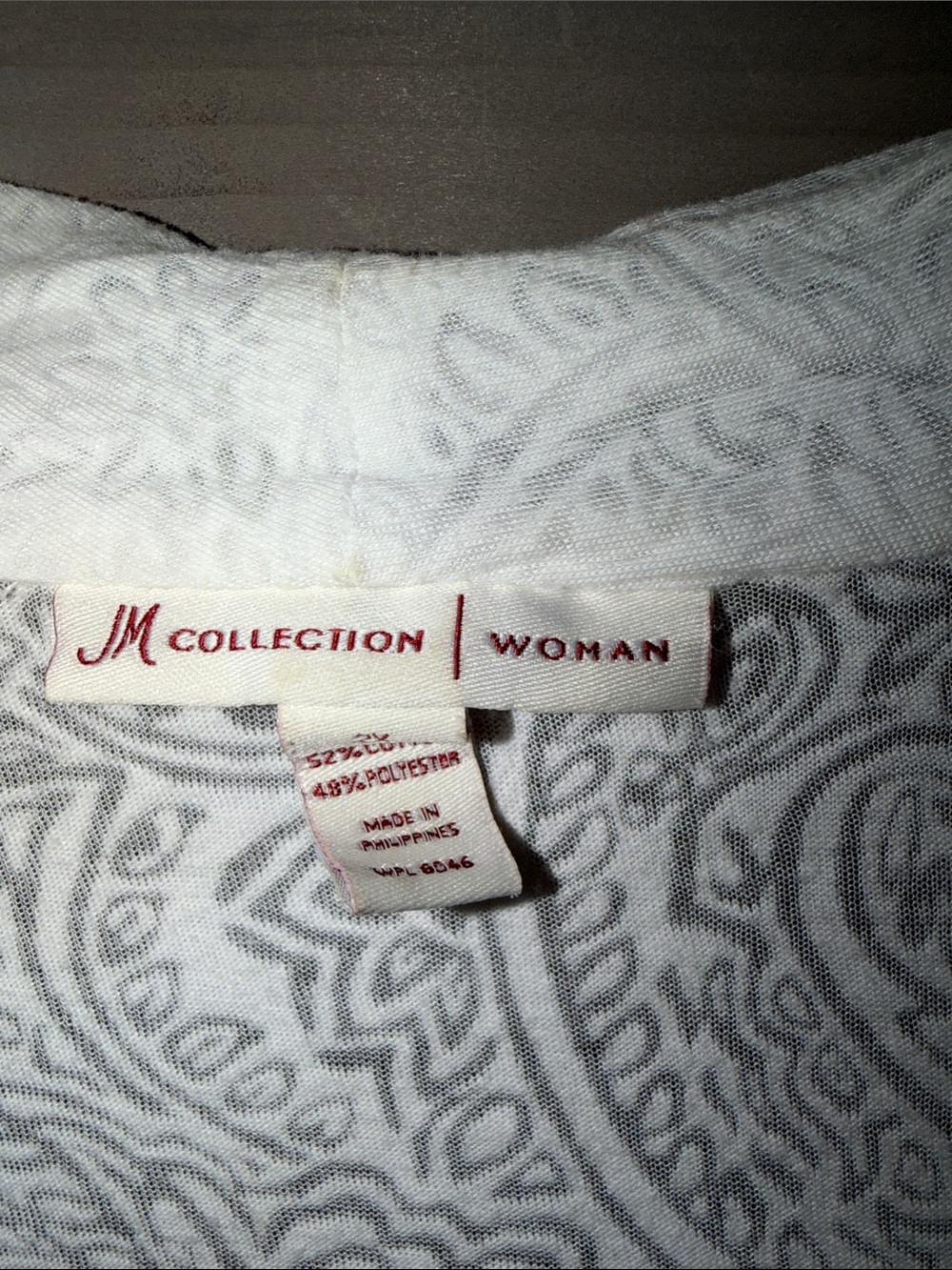 JM Collection White Paisley Open-Front Cardigan - Picture 2 of 3